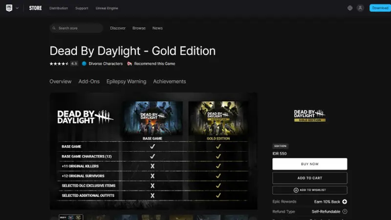 Dead by Daylight Gold Edition Hanya Rp 550 di Epic Games, Buruan Beli!