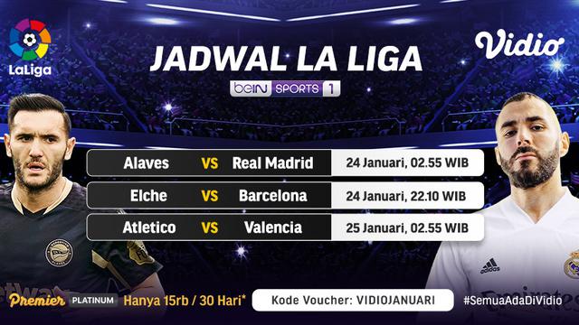 Jadwal La Liga Spanyol pekan ke-20 di Vidio