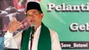 Yusril Ihza Mahendra saat memberikan sambutan dalam acara Gebyar Budaya Betawi di Balai Rakyat Condet, Kramatjati, Jakarta Timur, Minggu (20/3/2016). (Liputan6.com/Yoppy Renato)