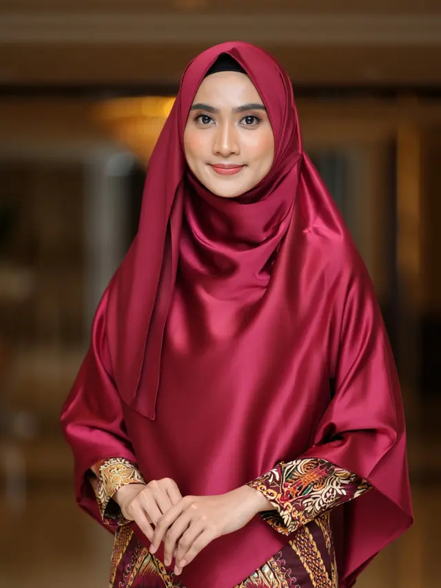 model gamis batik dengan hijab
