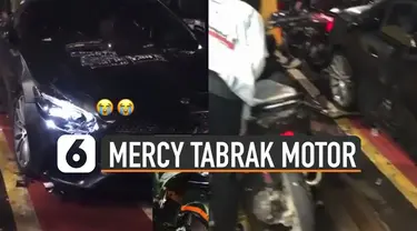 Nasih apes menimpa motor-motor yang terparkir di dekat halte. Karena tiba-tiba ditabrak oleh pengendara mobil mercy.