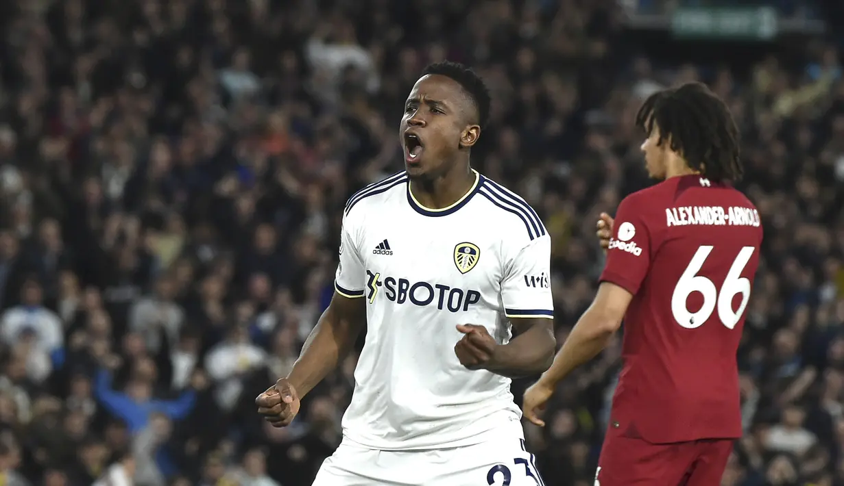 Di babak kedua, Leeds sempat menipiskan ketinggalan dari Luis Sinisterra di menit ke-47. (AP Photo/Rui Vieira)