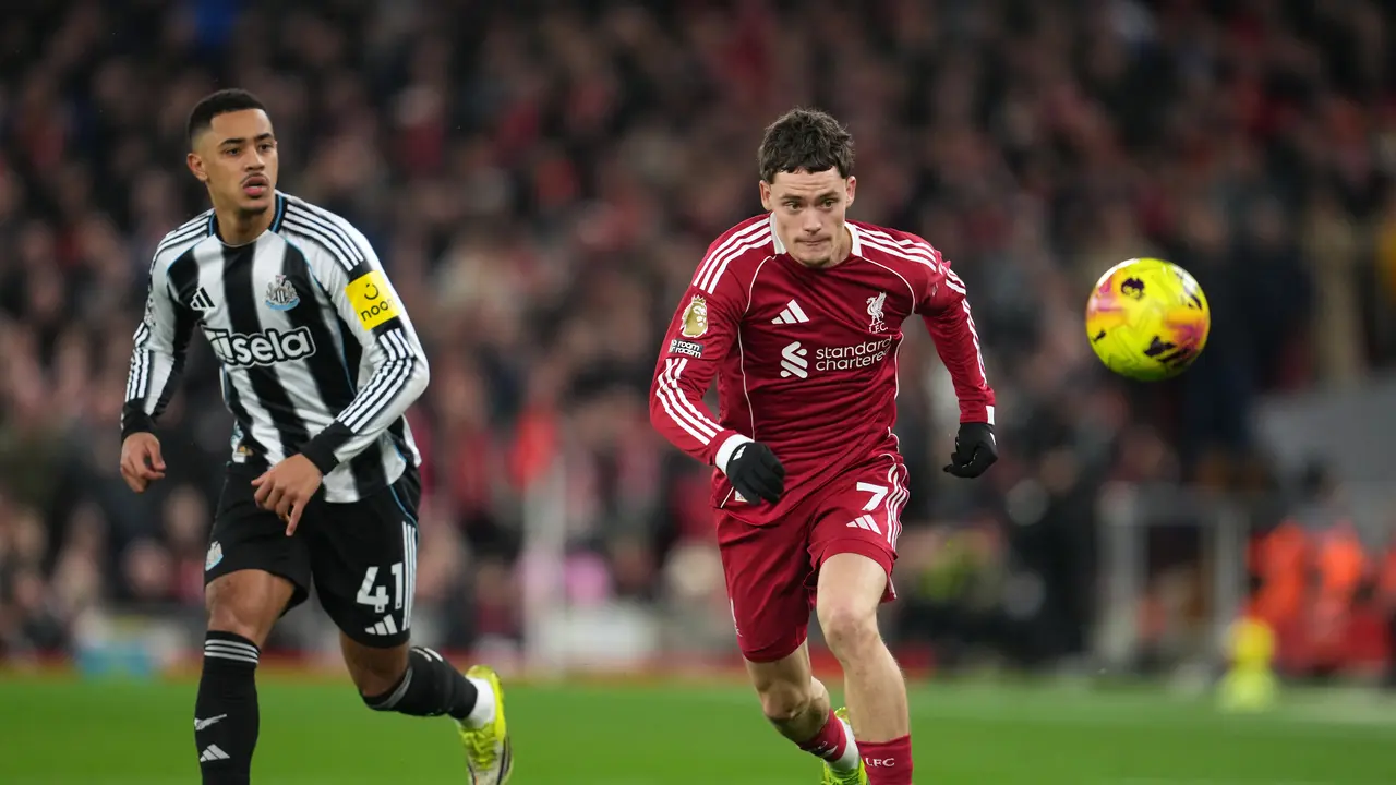 Aksi Florian Wirtz di laga Liverpool vs Newcastle di pekan ke-24 Liga Inggris 2025/2026 di Anfield, Minggu (01/02/2026) dini hari WIB.