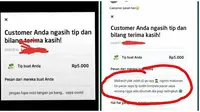 Kejadian kocak dari para pelanggan yang memberikan tip ke ojol, chatnya lucu. (Sumber: (Instagram/receh.id//lambe_ojol)