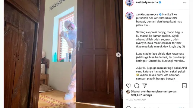 Unggahan Zaskia Adya Mecca. (Foto: Instagram @zaskiadyamecca)