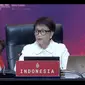 Menlu Retno Marsudi ketika menyampaikan pidato pembukaan untuk menyambut delegasi G20 dalam pertemuan tingkat Menteri Luar Negeri (Foreign Ministers' Meeting) pada Jumat (8/7/2022). (Youtube/MOFA Indonesia)