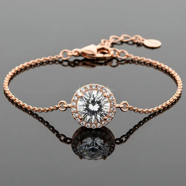 Gelang Emas Rose Gold Kombinasi Kristal Swarovski untuk Gaya Elegan Modern