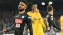 Ekspresi pemain Napoli, Lorenzo Insigne usai timnya kalah dari Juventus pada lanjutan Serie A Italia di San Paolo stadium, Naples, (1/12/2017). Juventus menang 1-0 atas Napoli. (Cesare Abbate/ANSA via AP)