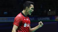 Tunggal putra Indonesia, Jonatan Christie, melangkah ke final Selandia Baru Terbuka 2018 setelah mengalahkan pemain India, Sai Praneeth, Sabtu (5/5/2018). (PBSI
