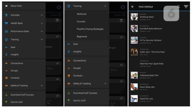 Menu Trainings di Aplikasi Garmin Connect. Liputan6.com/Mochamad Wahyu Hidayat