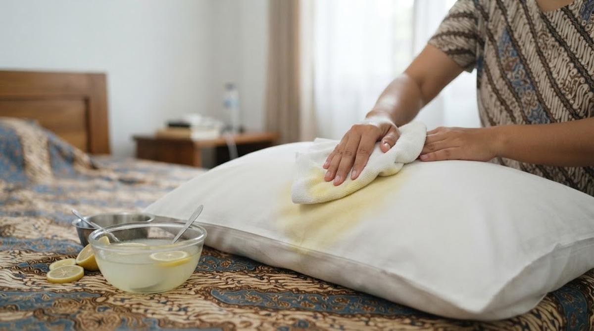 Membersihkan Bantal dengan Perasan Air Lemon