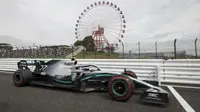 Pembalap Mercedes Valtteri Bottas pada sesi latihan bebas F1 GP Jepang di Sirkuit Suzuka, Jumat (11/10/2019). (AFP/Behrouz Mehri)