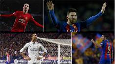 Berikut ini Lionel Messi dan 9 pencetak gol terbanyak di liga top Eropa (Italia, Inggris, Spanyol, Prancis dan Jerman) pada tahun 2016. (AFP-Reuters)