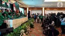 Perwakilan DPW PPP saat memberikan keterangan pers disela Musyawarah Kerja Nasional (Mukernas) V PPP di Jakarta, Minggu (15/12/2019). Dalam Mukernas ke-V, DPP PPP diperintahkan untuk mempercepat pelaksanaan Muktamar IX setelah pelaksanaan Pilkada 2020. (Liputan6.com/Johan Tallo)