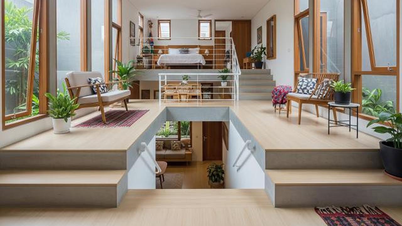 Split Level Dua Arah di Bagian Depan dan Belakang Rumah/Desain Rumah Mungil Tapi Pakai Konsep Split Level Biar Lega (Sumber: gemini.com)