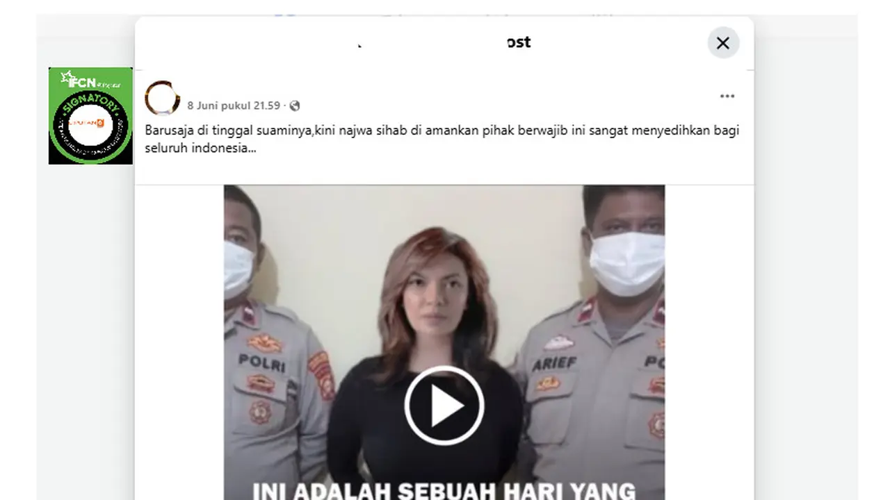 Tangkapan layar klaim foto Najwa Shihab ditangkap Polisi