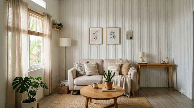 9 Ide Desain Dinding PVC Ruang Tamu, Interior Terlihat Lebih Modern dan Estetik
