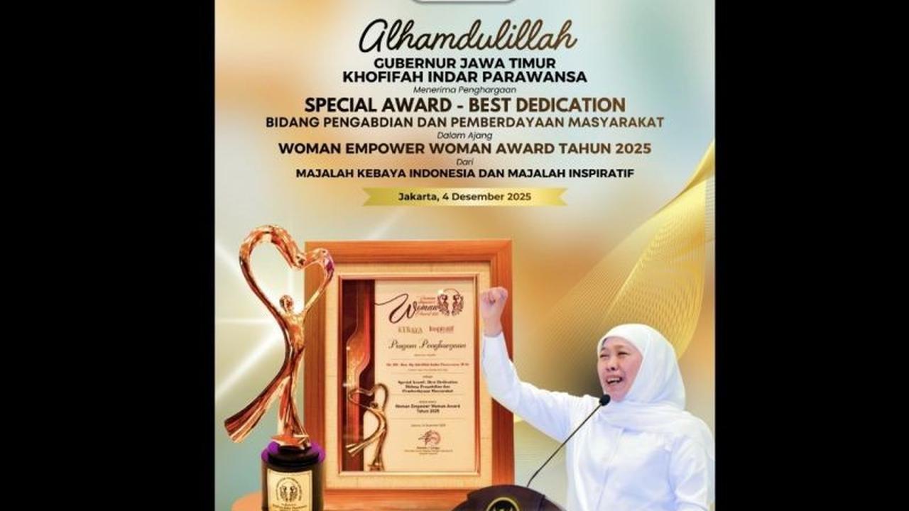Khofifah Raih Woman Empower Award 2025: Dedikasi Kuat untuk Pemberdayaan Perempuan Jatim