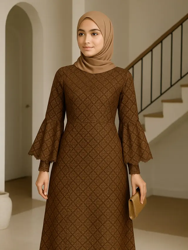 7 Model Gamis Batik Brokat yang Simpel, Elegan dan Cantik untuk Tampil Mempesona