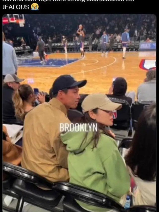 Hyun Bin dan Son Ye Jin nonton NBA. (Twitter/ BINJINHEAVEN)