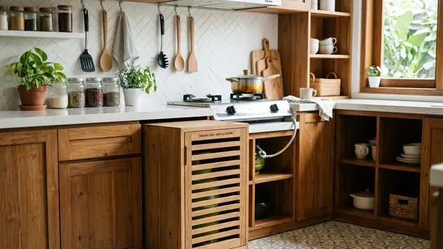 Desain Tempat Tabung Gas di Kitchen Set yang Estetik