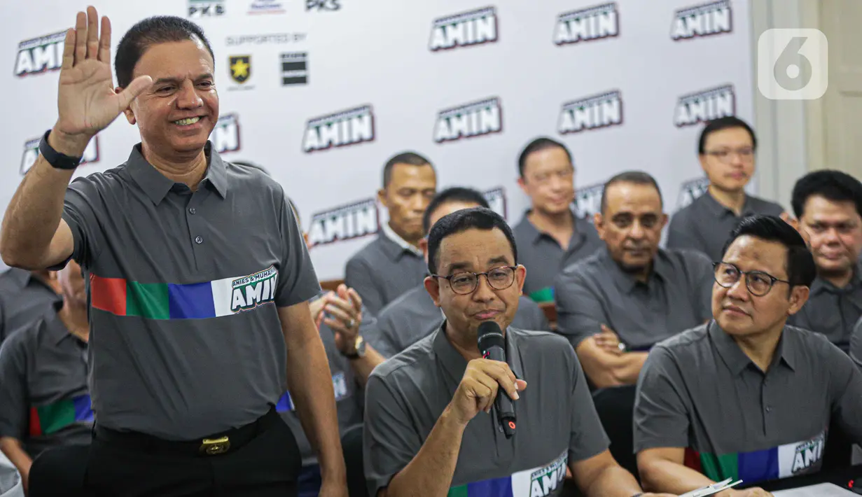 Menurutnya, hal ini sengaja dilakukan supaya timnya dapat saling mengisi kekosongan dan memiliki tujuan yang sama memenangkan pasangan Anies-Imin di Pilpres 2024. (Liputan6.com/Faizal Fanani)