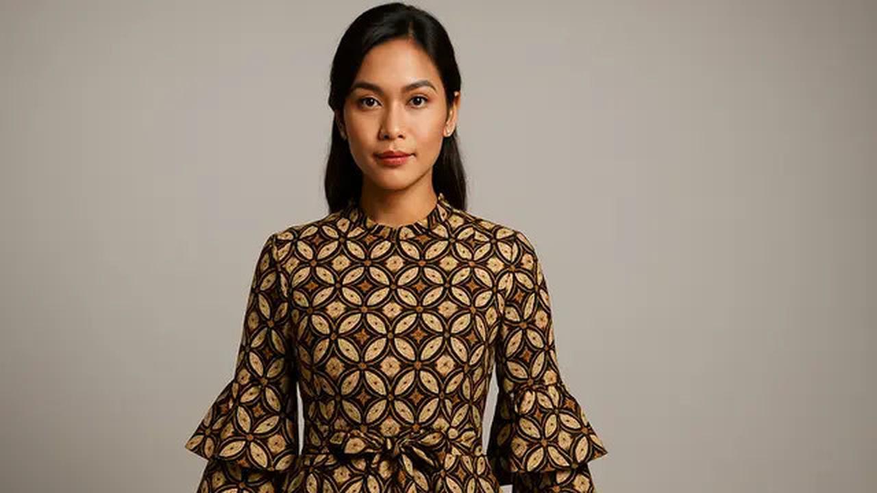 7 Model Baju Batik Lengan Lonceng Dua Tingkat Motif Kawung Modern, Anggun dan Elegan