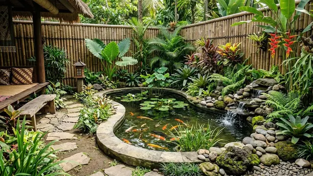 Ide Kolam Kecil di Sudut Halaman Dekat Pagar