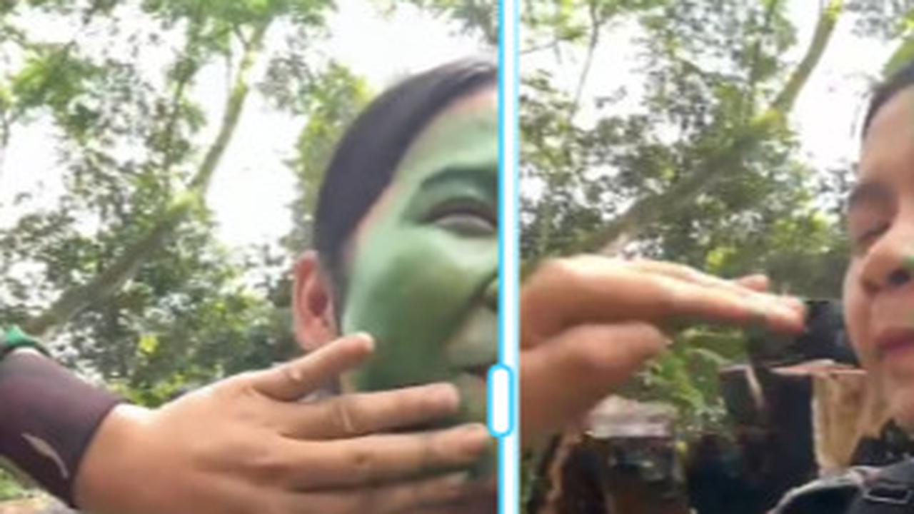 Anggota Kowad TNI di Hutan Wajahnya Diolesi Cat Samaran oleh Senior, Hasilnya Malah Bikin Terkejut
