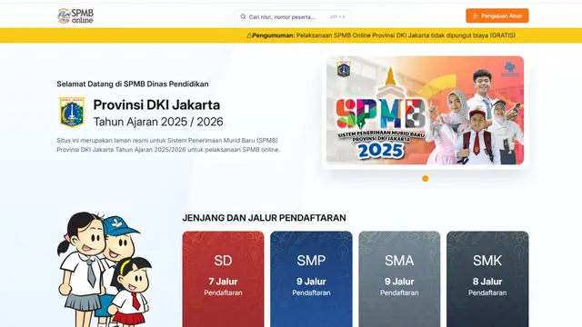 Seleksi Penerimaan Murid Baru atau SPMB telah resmi dibuka bagi calon murid baru di wilayah Jakarta untuk tahun ajaran 2025/2026.