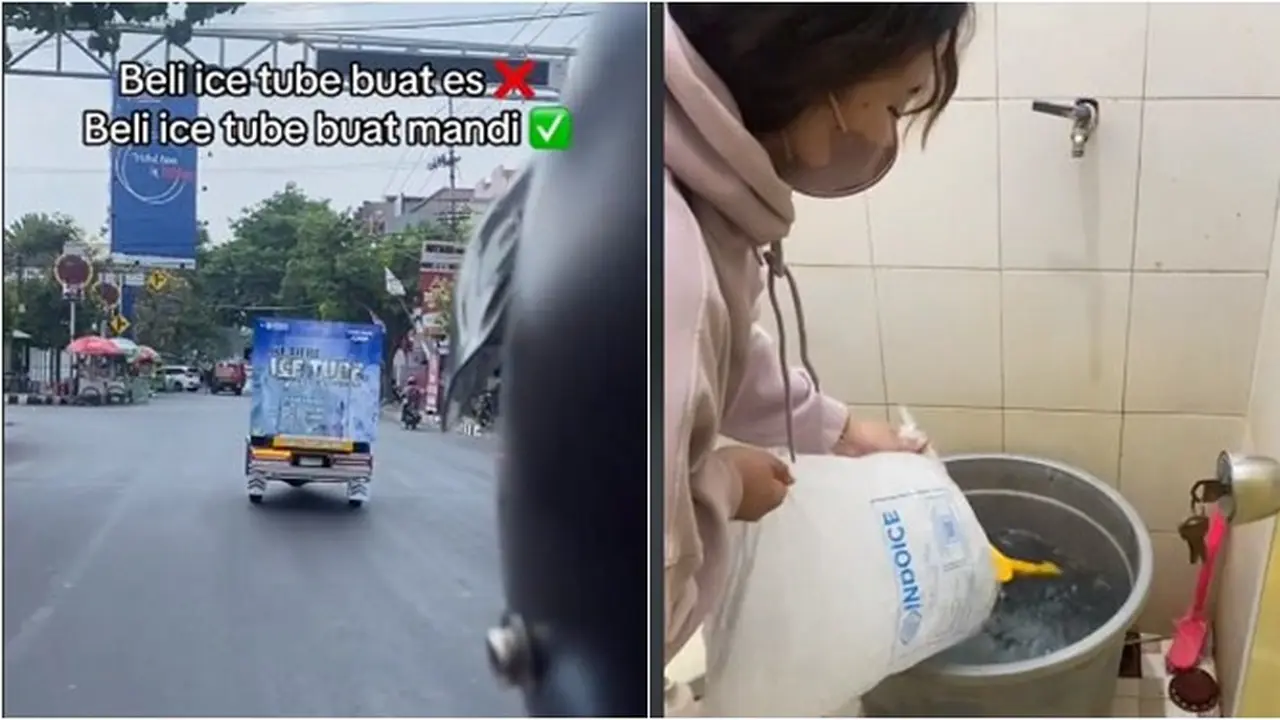 Cuaca Terlalu Panas, Aksi Wanita Beli Es Batu Kristal untuk Mandi Ini Viral