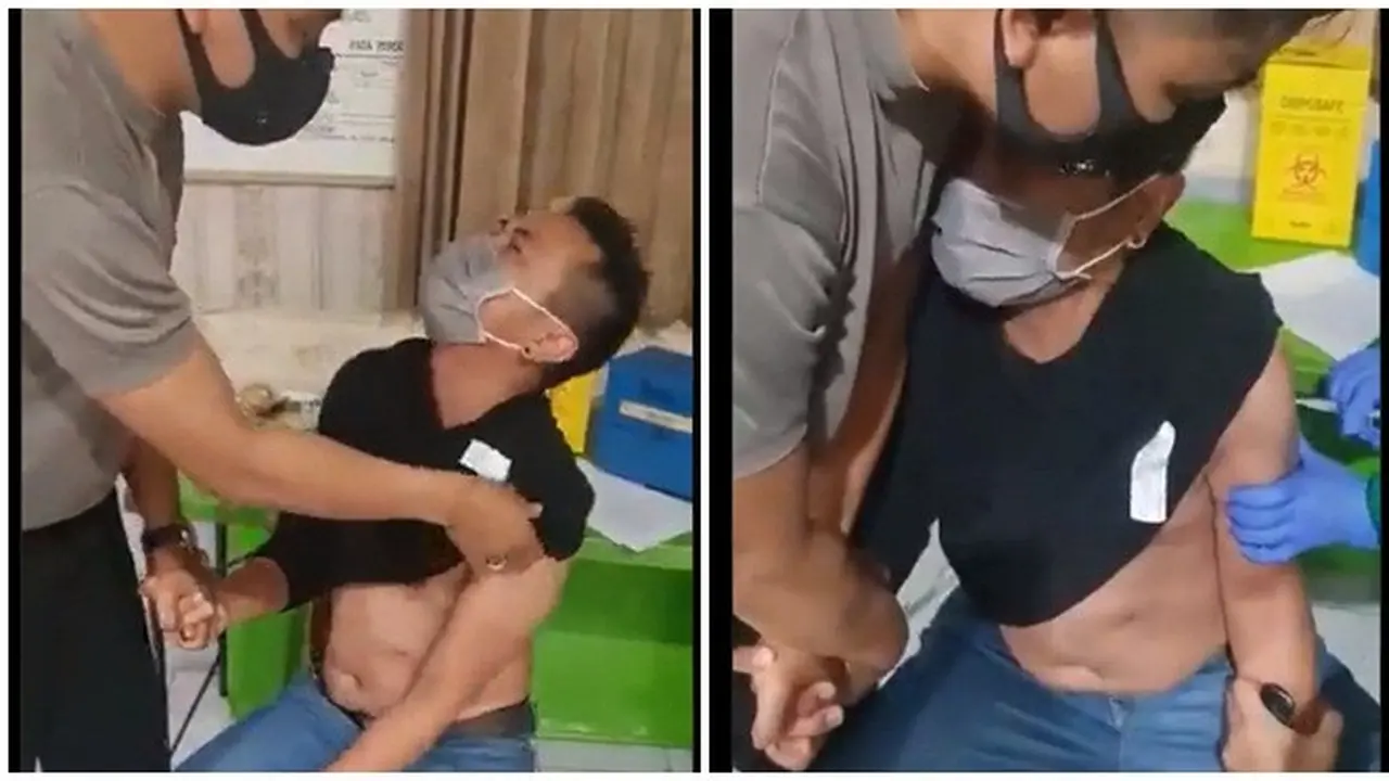 Reaksi Anggota Polisi Ketakutan saat Disuntik Viral, Baca Doa Qunut Hingga Ayat Kursi