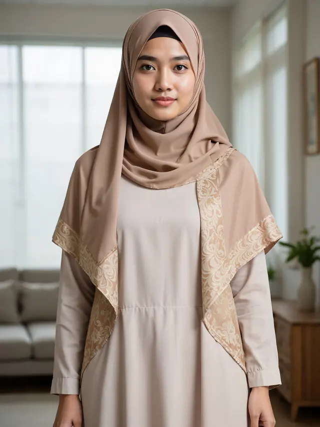 Model Baju Gamis Polos Kombinasi Brokat