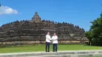 Potret Prabowo dan Presiden Macron Foto Bersama di Depan Candi Borobudur