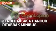 Ditabrak Minibus, Kendi Raksasa di Purwakarta Hancur Lebur