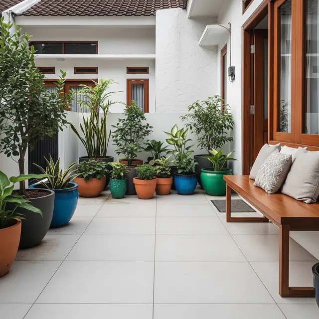 9 Desain Teras Minimalis Tanpa Halaman dengan Kebun Pot, Solusi Hijau di Lahan Terbatas