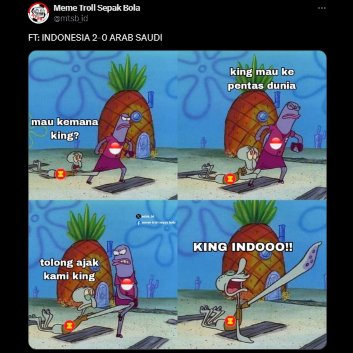 Meme kemenangan Timnas Indonesia vs Arab Saudi