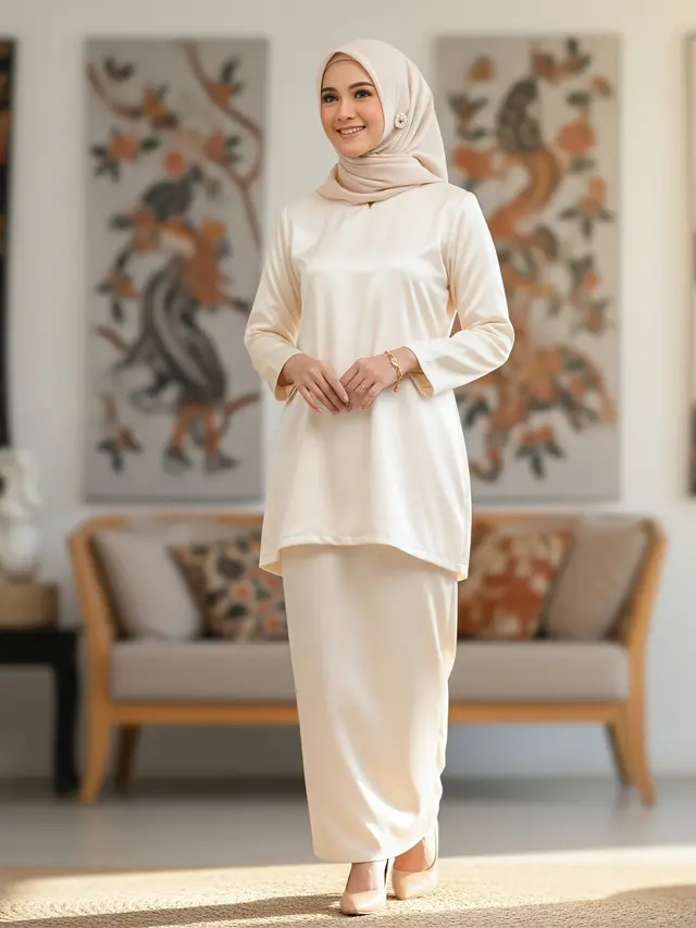 Model Baju Kurung Wanita Modern Lebaran 2026 (Image by Gemini AI)