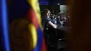 Kapten Barcelona, Carles Puyol, mengungkapkan salah satu alasan dirinya mengambil keputusan untuk pensiun adalah cedera lutut yang dialaminya, (15/5/2014). (AFP PHOTO/Lluis Gene)