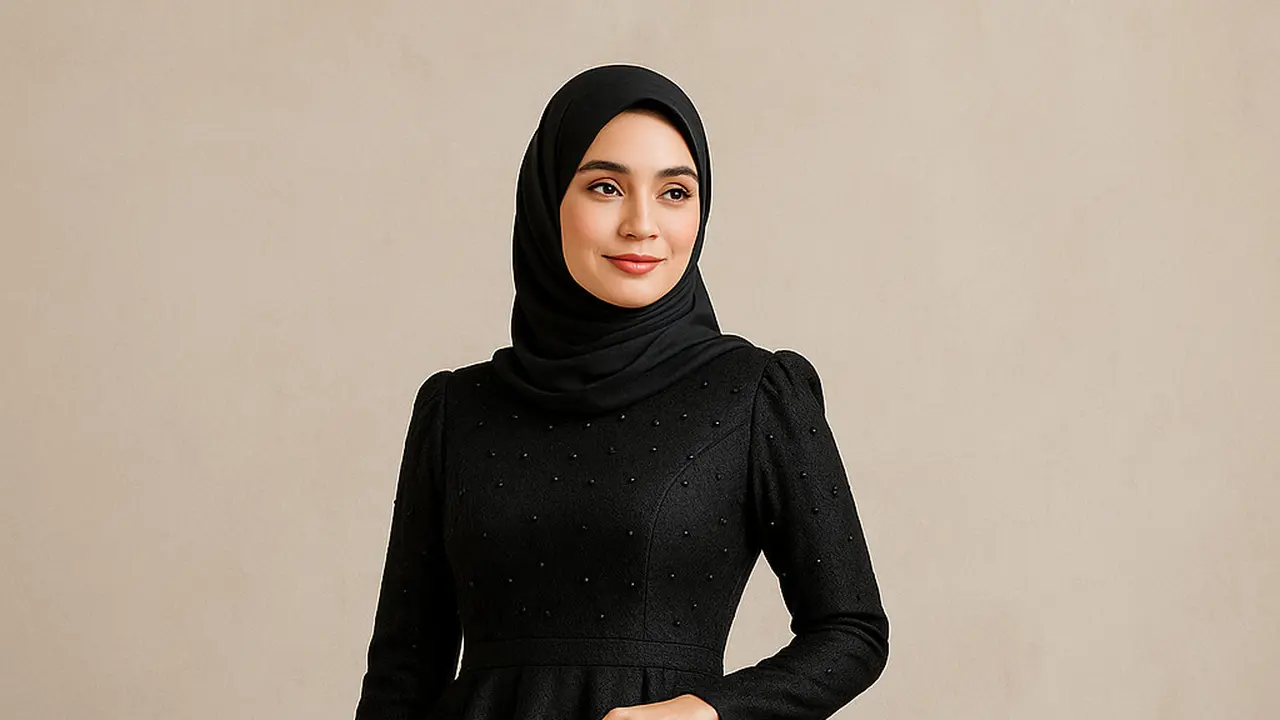 Model Gamis Hitam Mewah yang Cocok Jadi Outfit Pesta/Ilustrasi gambar oleh AI