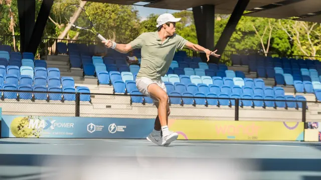 Aksi Nathan Barki di Amman Men's World Tennis Tour Championship