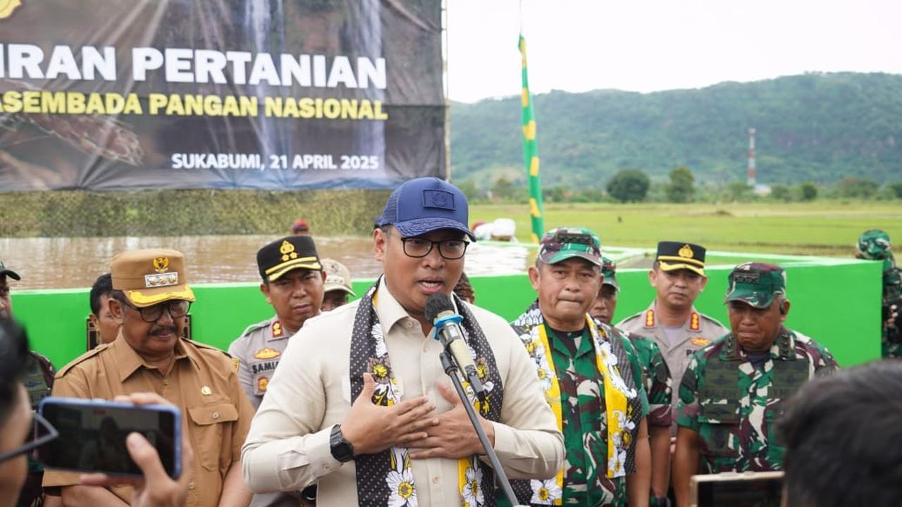 Kasad dan Wamentan Resmikan Sarana Pengairan Ribuan Hektare Sawah di Sukabumi