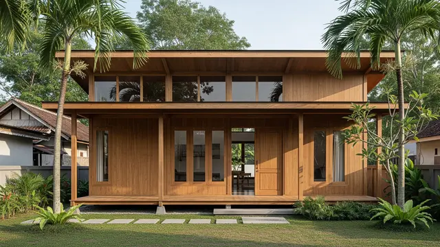 Gambar Rumah Minimalis dari Kayu Desain Teras Luas