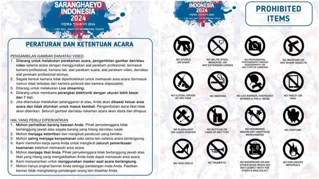 Ketentuan acara Saranghaeyo Indonesia 2024. (instagram.com/@mecimapro)