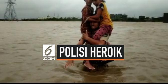VIDEO: Aksi Heroik Polisi Evakuasi Siswa Menembus Sungai 1,5 Km