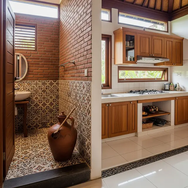 Desain Kamar Mandi Bersebelahan dengan Dapur