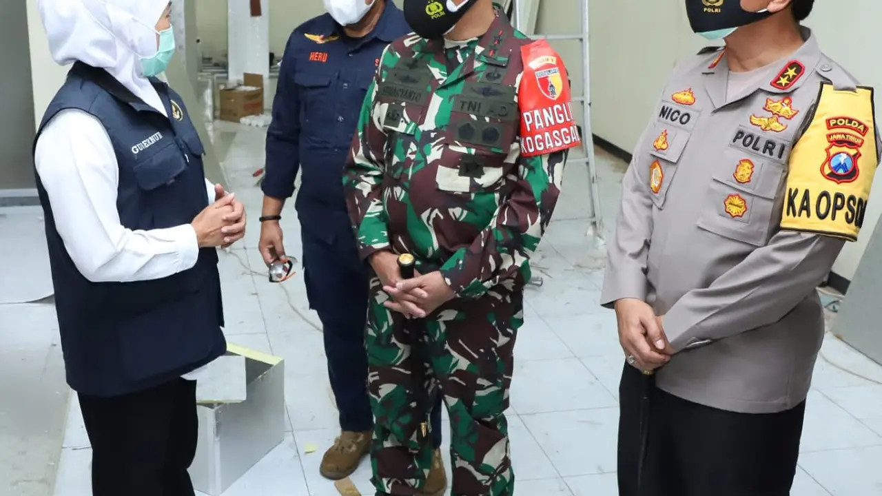 Gubernur Jawa Timur Khofifah Indar Parawansa bersama Forkopimda Jatim, Bupati/Walikota dan Forkopimda.