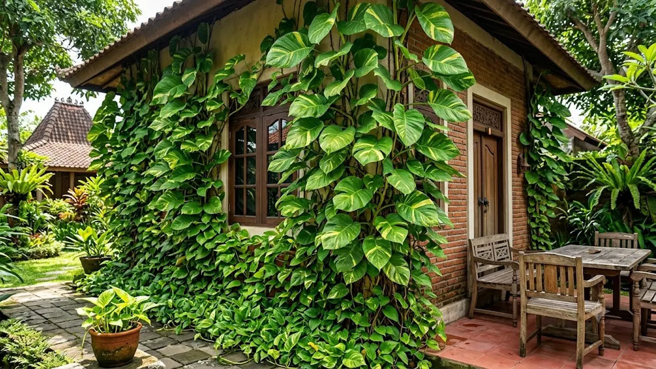 Sirih Gading Cepat Merambat Memenuhi Dinding Rumah (AI Generated)