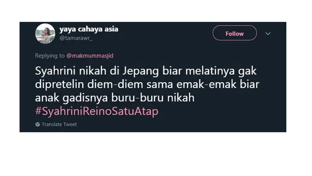 alasan nyeleneh alasan Syahrini menikah di Jepang (@tarzooone)