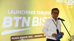 Wakil Direktur Utama BTN Nixon LP Napitupulu memberi sambutan pada peluncuran Tabungan BTN Bisnis di Jakarta, Rabu (30/03/2022). Tabungan BTN Bisnis merupakan Tabungan khusus bagi para pelaku usaha yang dilengkapi dengan fitur khusus. (Liputan6.com/HO/BTN)